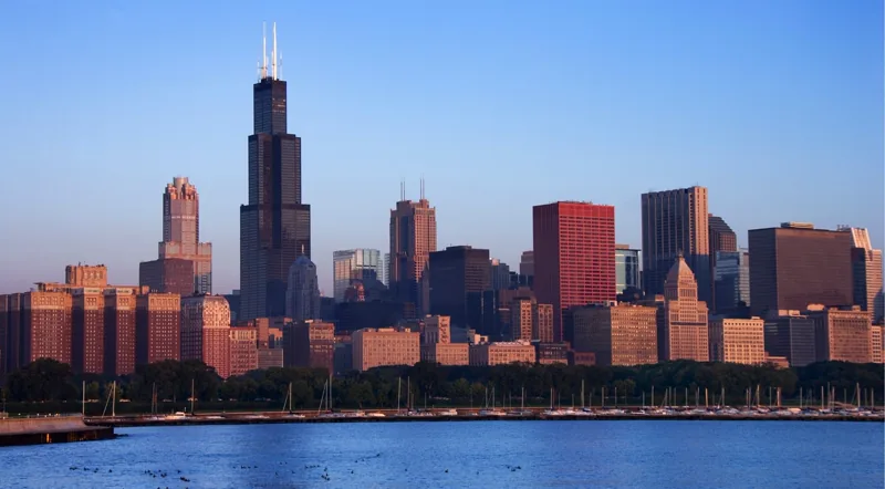 Chicago sunset cruise — city skyline at golden hour